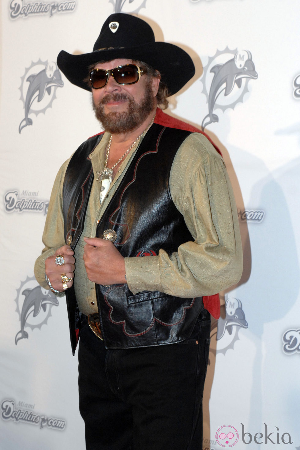 Hank Williams Jr en un partido de fútbol americano en Miami