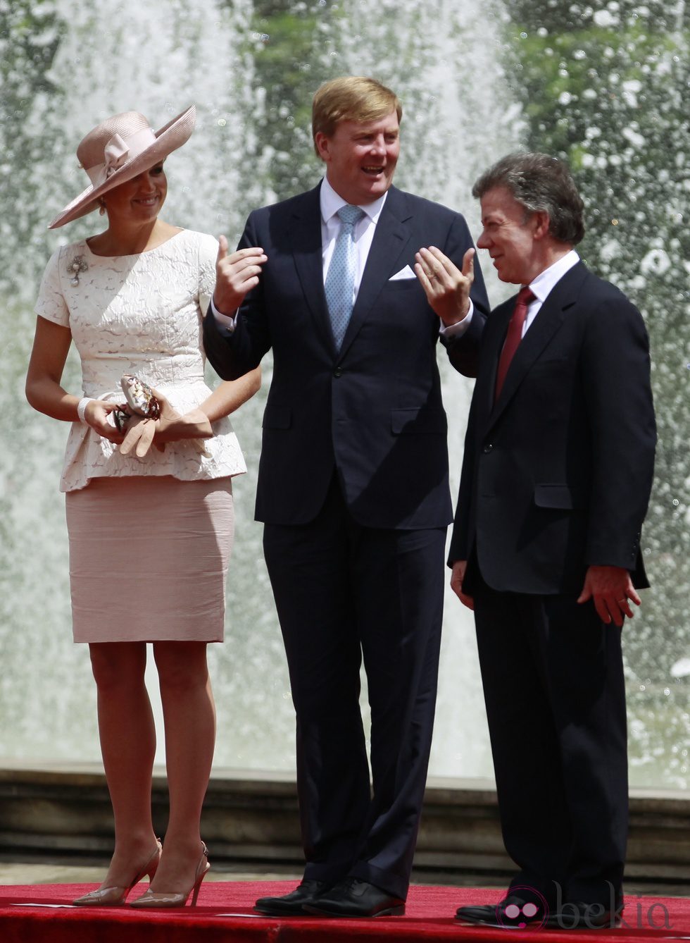 Guillermo y Máxima de Holanda con el presidente de Colombia Juan Manuel Santos