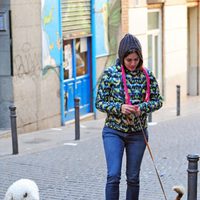 Adriana Ugarte paseando a los perros por Madrid