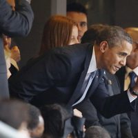 Barack Obama en el funeral de Nelson Mandela