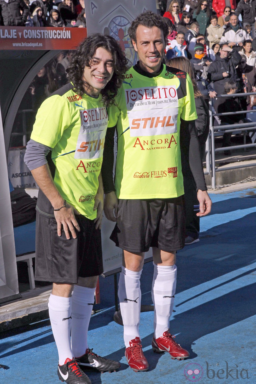 Javi Cantero y Finito de Córdoba durante el partido solidario toreros vs artistas celebrado en Getafe