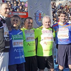 Juan y Medio, José Mota y Jesulín de Ubrique durante el partido solidario toreros vs artistas celebrado en Getafe