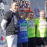 Juan y Medio, José Mota y Jesulín de Ubrique durante el partido solidario toreros vs artistas celebrado en Getafe