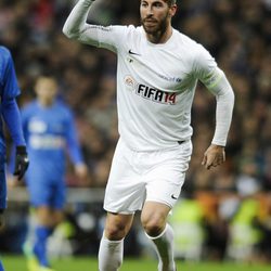 Sergio Ramos en el partido 'Champions for Life' en el Santiago Bernabéu