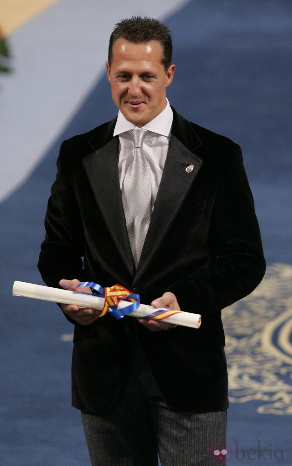 Michael Schumacher recogiendo el Premio Príncipe de Asturias 2007