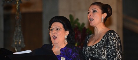 Montserrat Caballé y Montserrat Martí en el concierto 'Voces para la esperanza' en Barcelona