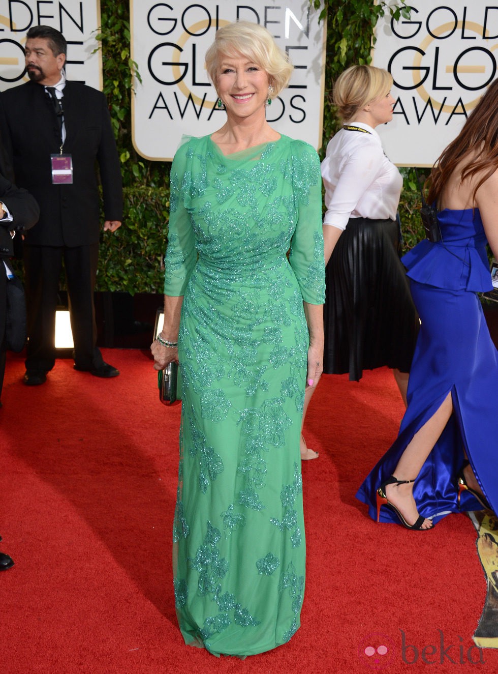 Helen Mirren en la alfombra roja de los Globos de Oro 2014