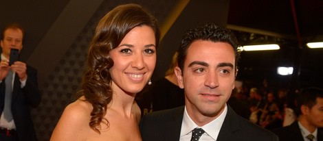 Xavi Hernández y Nuria Cunillera en la entrega del Balón de Oro 2013