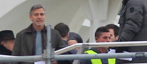 George Clooney en el set de rodaje de 'Tomorrowland' en la Ciudad de las Artes y las Ciencias de Valencia