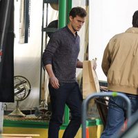 Jamie Dornan en un momento del rodaje de 'Cincuenta Sombras de Grey'