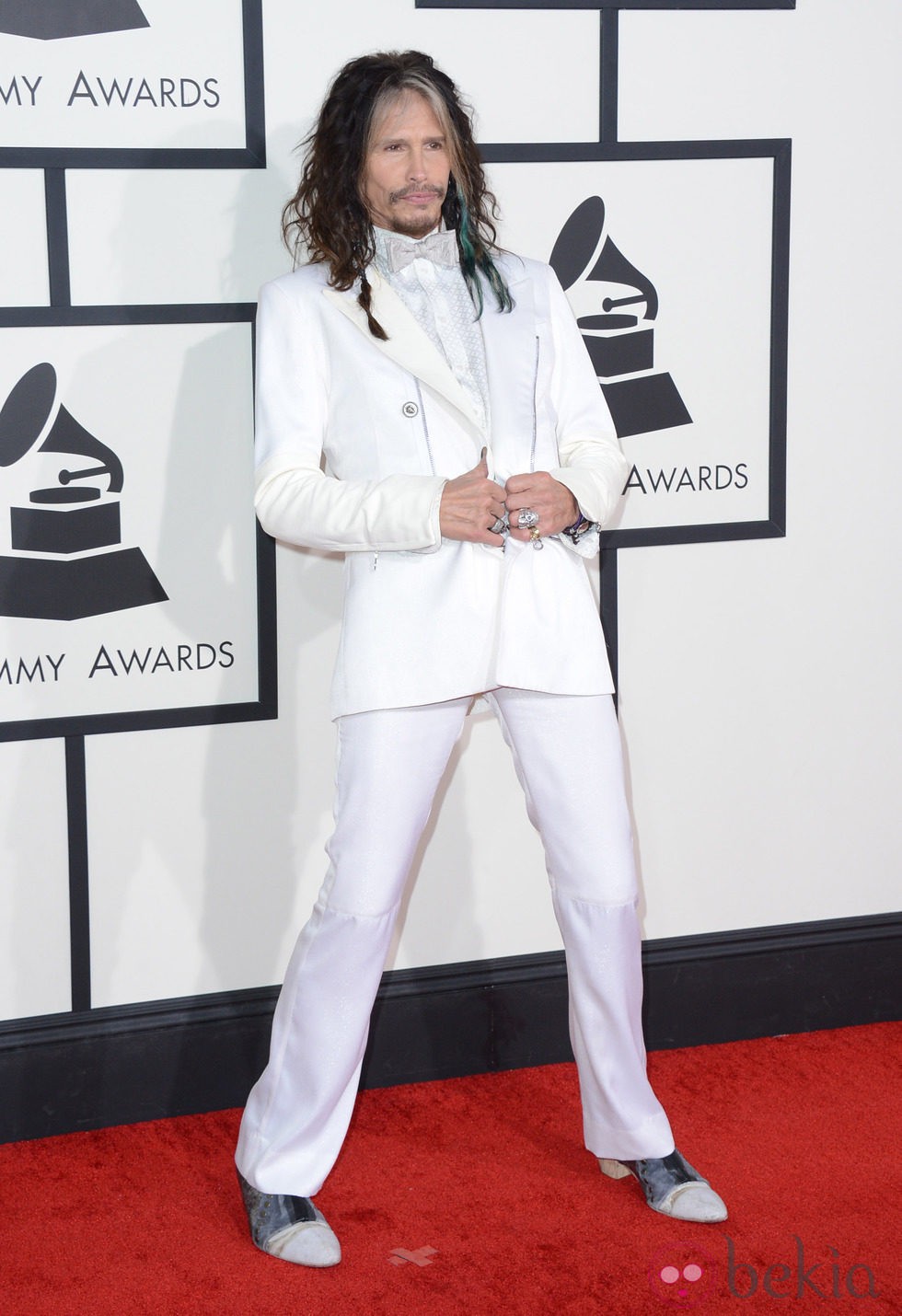 Steven Tyler en la alfombra roja de los Grammy 2014