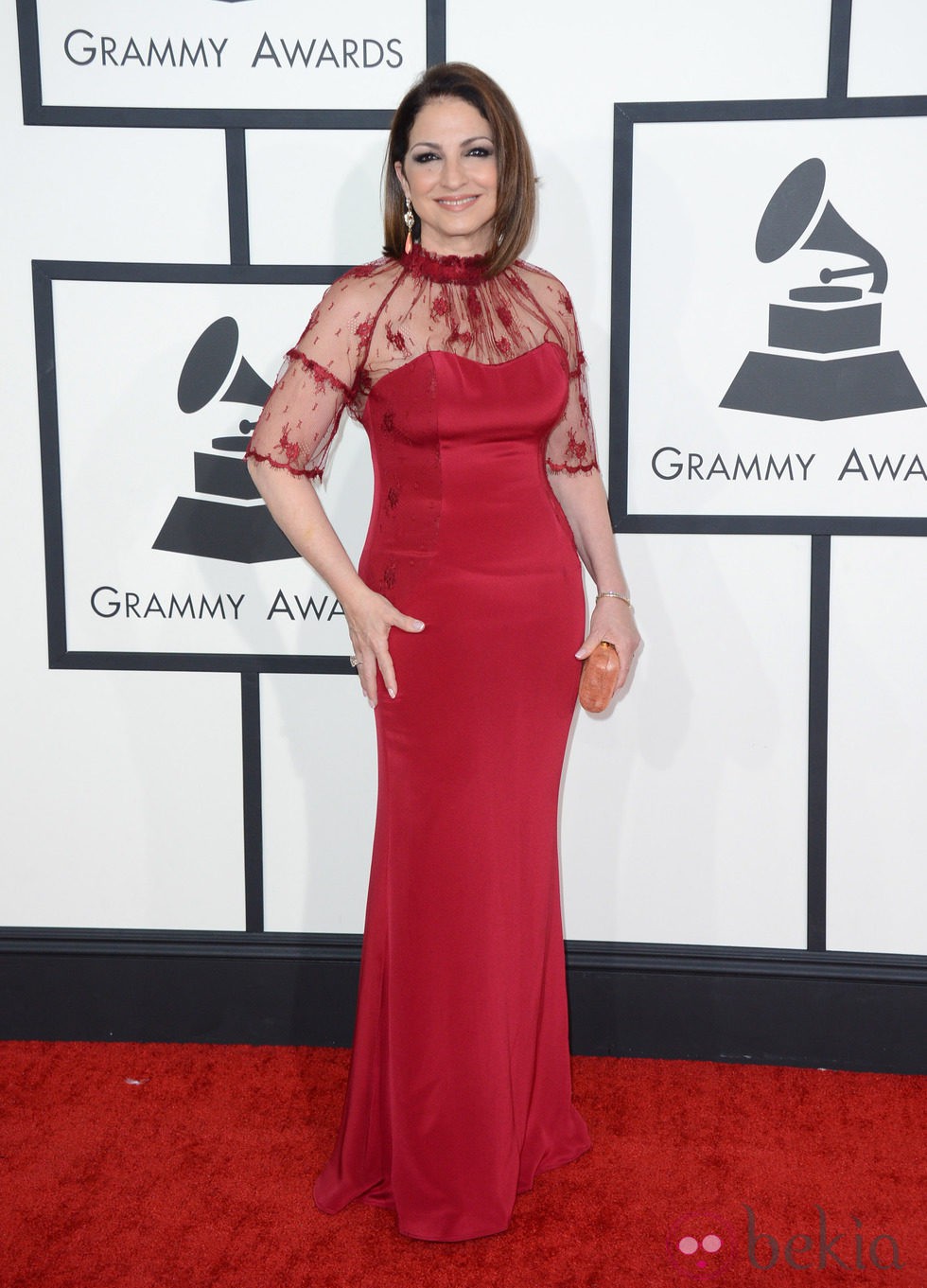 Gloria Estefan en la alfombra roja de los Grammy 2014