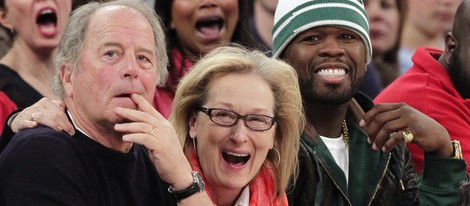 Meryl Streep, Don Gummer y 50 Cent en un partido de la NBA entre los Knicks y Los Lakers