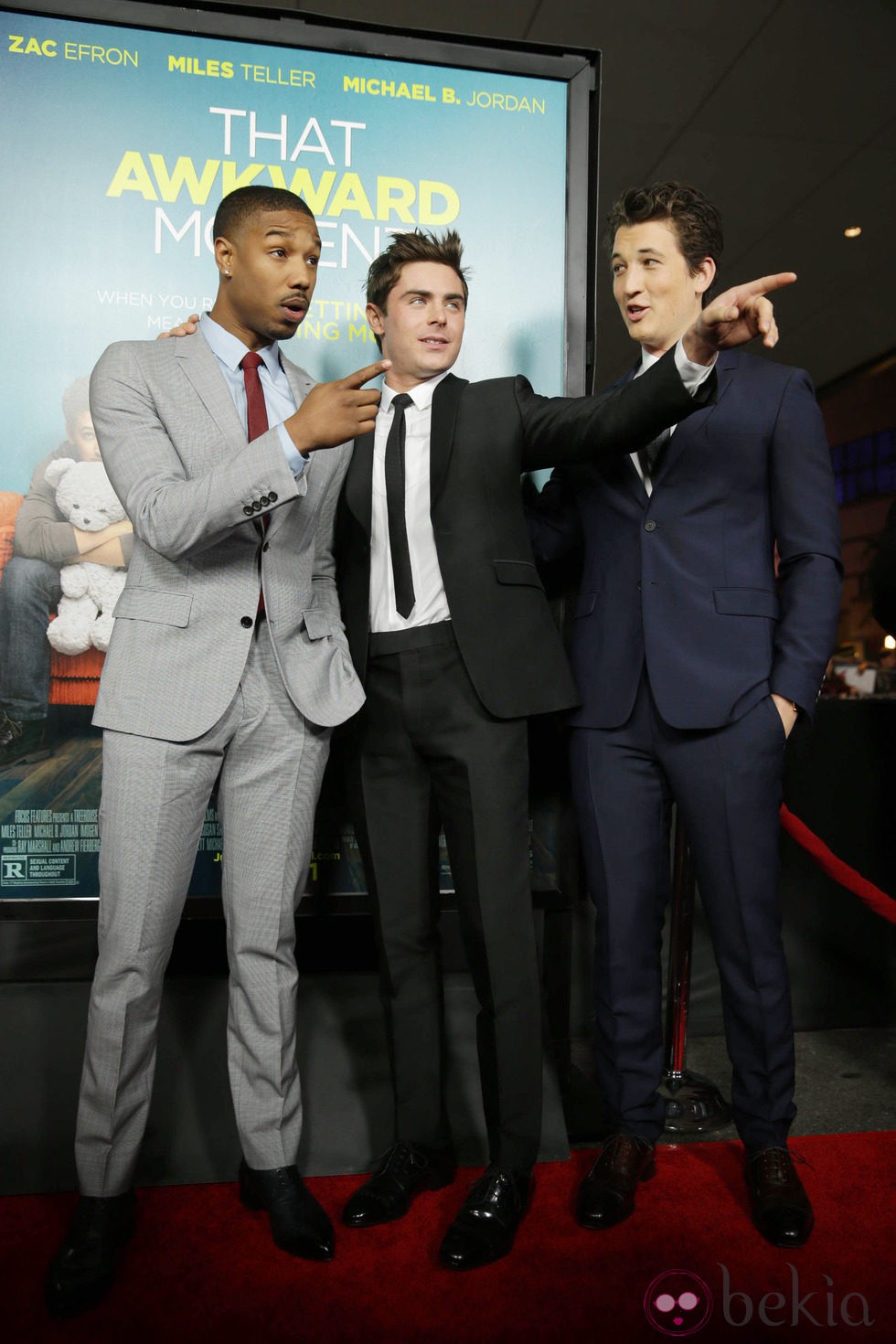 Michael B. Jordan, Zac Efron y Miles Teller en el estreno de 'That Awkward Moment'