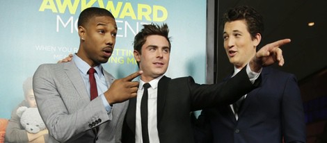 Michael B. Jordan, Zac Efron y Miles Teller en el estreno de 'That Awkward Moment'