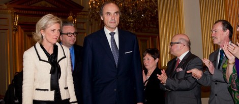 Astrid, Lorenzo y Laurent de Bélgica en la primera recepción del año 2014