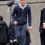 Jamie Dornan haciendo deporte en una escena de 'Cincuenta Sombras de Grey'