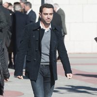 Xavi Hernández en el tanatorio de Luis Aragonés