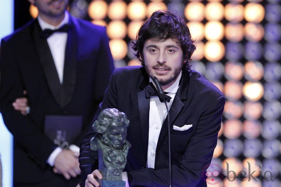 Javier Pereira recogiendo el Goya a mejor actor revelación