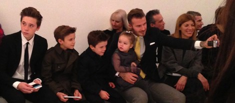 David Beckham con sus cuatro hijos en la Semana de la Moda de Nueva York 2014