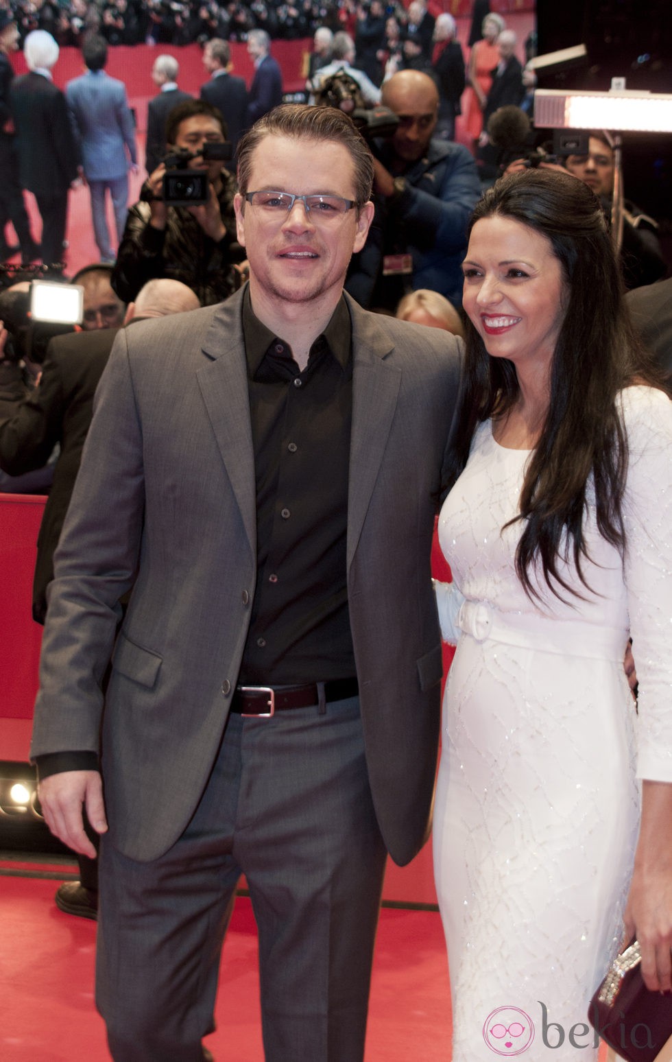 Matt Damon y Luciana Barroso en la premiere de The Monuments Men en el Festival de Cine Internacional de Berlín 2014