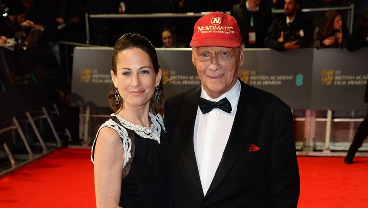 Niki Lauda en la alfombra roja de los BAFTA 2014