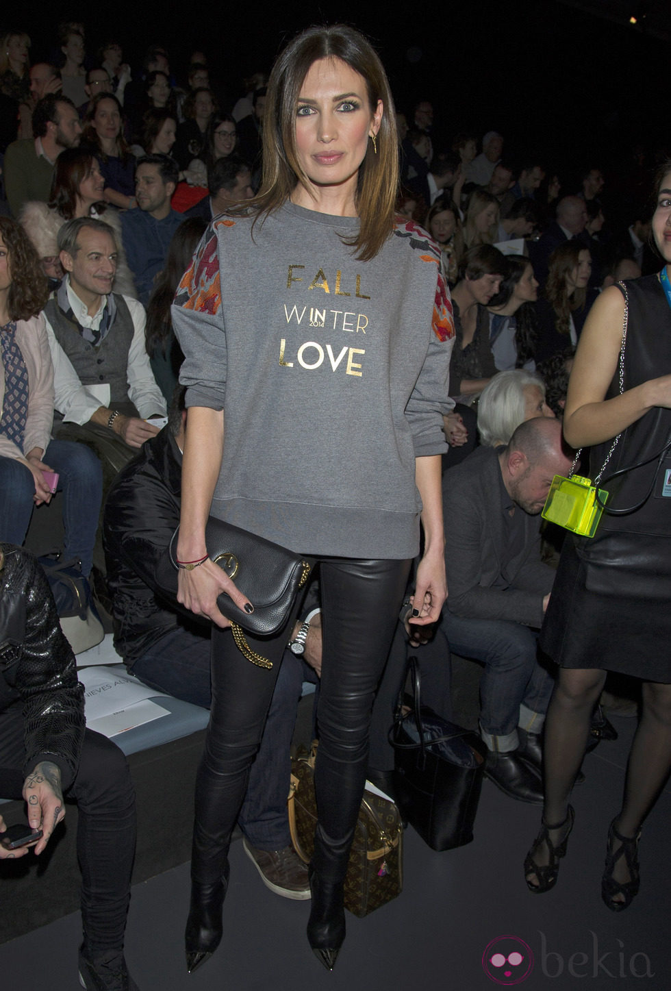 Nieves Álvarez en el front row de Juanjo Oliva en Madrid Fashion Week 2014