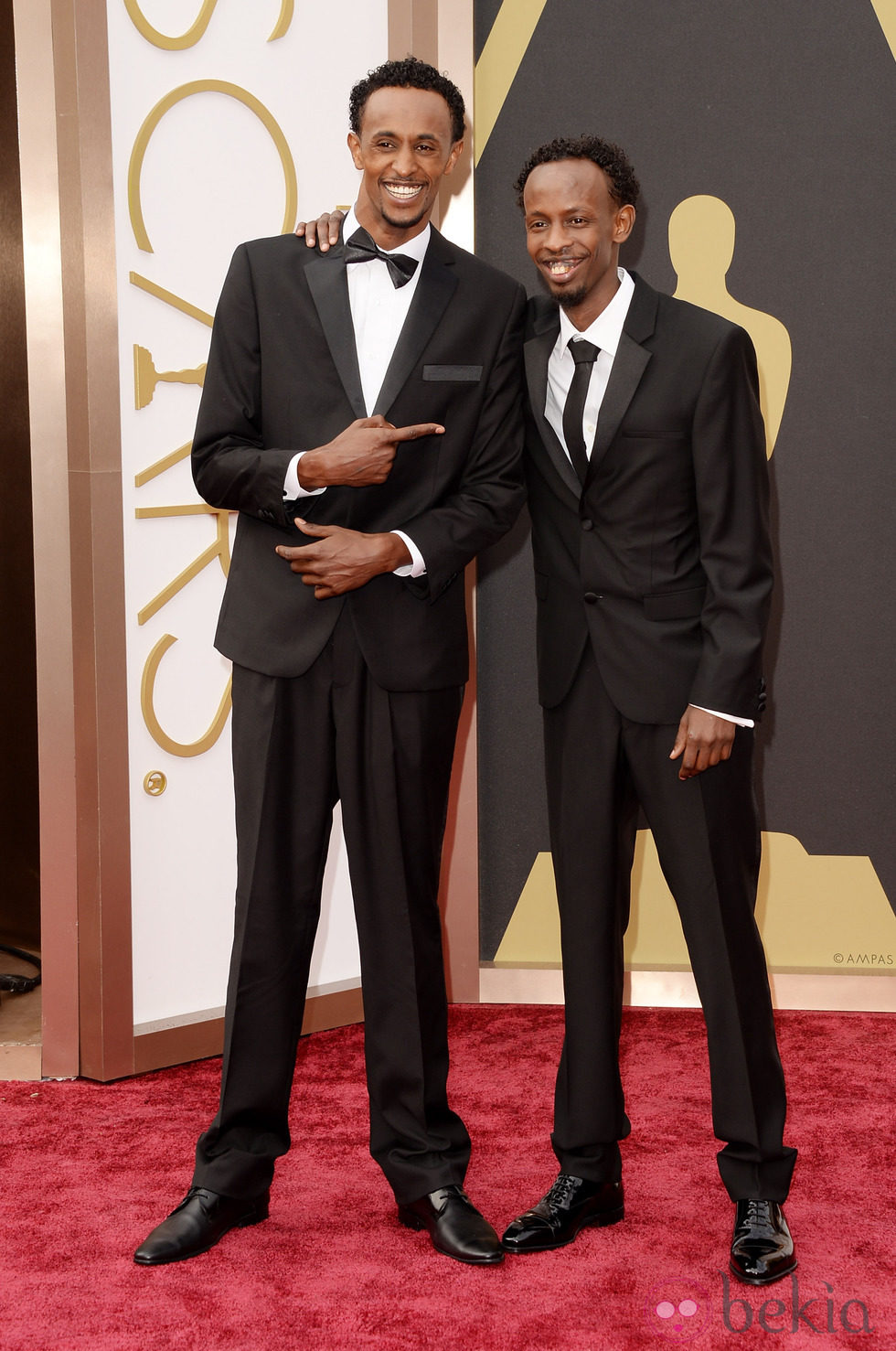 Faysal Ahmed y Barkhad Abdi en la alfombra roja de los Oscar 2014