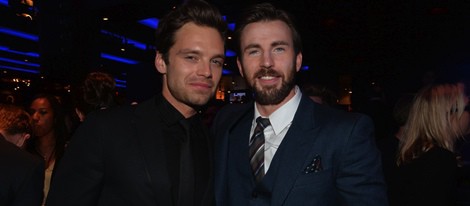 Sebastian Stan y Chris Evans en el estreno de 'Capitán América: El Soldado de Invierno'