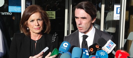 José María Aznar y Ana Botella en el velatorio de Adolfo Suárez