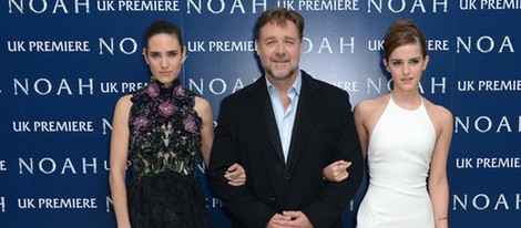 Jennifer Connely, Russel Crowe y Emma Watson en la premiere de 'Noé' en Londres