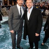 Hugh Jackman y Russell Crowe en el estreno de 'Noé' en Londres