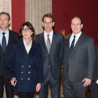 Carolina de Mónaco, Andrea Casiraghi y el Príncipe Alberto en la presentación de una película