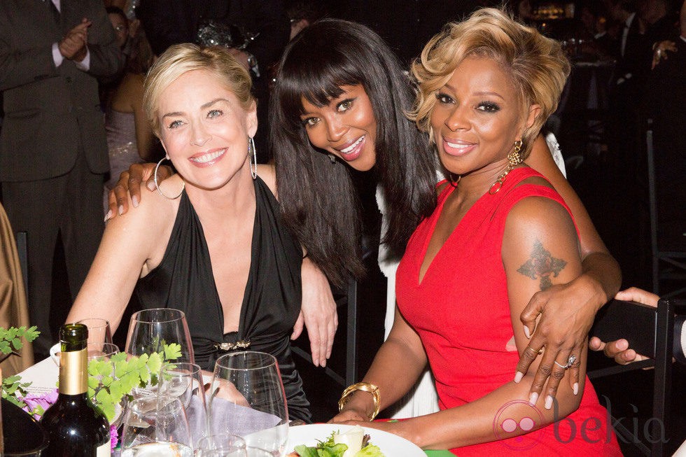 Sharon Stone, Naomi Campbell Y Mary J. BLige en la gala amFAR 2014 Sao Paulo