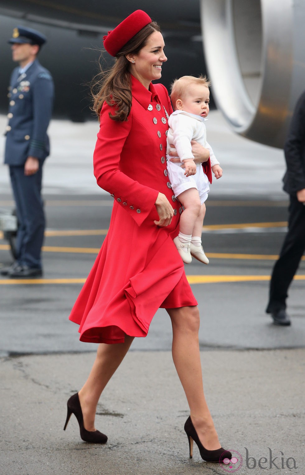 Kate Middleton y el Príncipe Jorge a su llegada a Nueva Zelanda