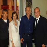 Antonio Banderas junto a Tony Blair y su esposa durante la Semana Santa de Málaga 2014