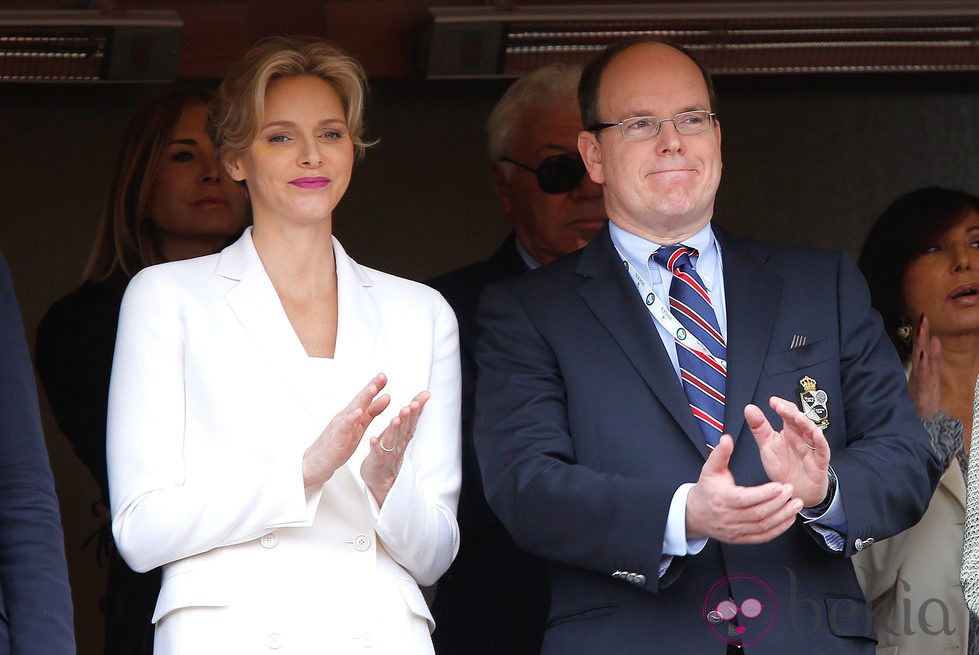 Alberto y Charlene de Mónaco en la final del torneo de Montecarlo 2014