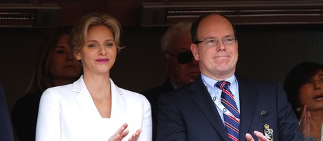 Alberto y Charlene de Mónaco en la final del torneo de Montecarlo 2014