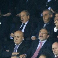 José María García, Juan José Hidalgo y Javier Hidalgo en el partido entre el Atlético de Madrid y el Chelsea