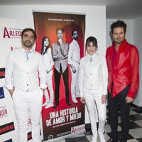 Nacho López, Irene Arcos y Fernando Andina en el estreno de 'Una historia de amor y miedo'