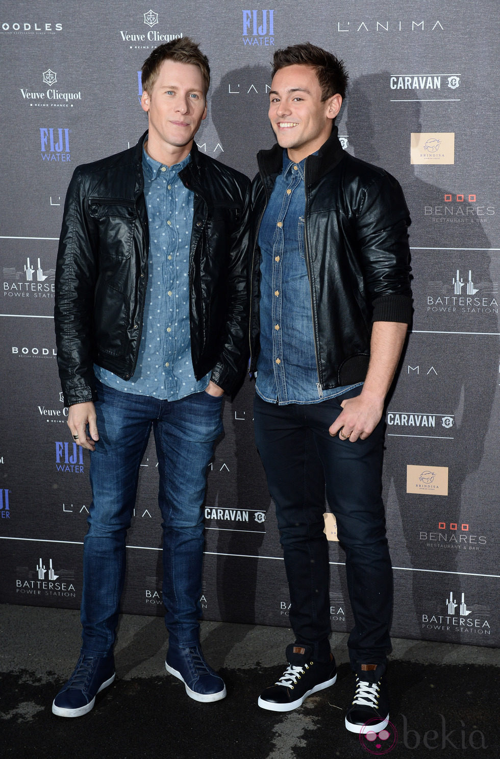 Dustin Lance Black y Tom Daley en la fiesta Battersea Power Station 2014