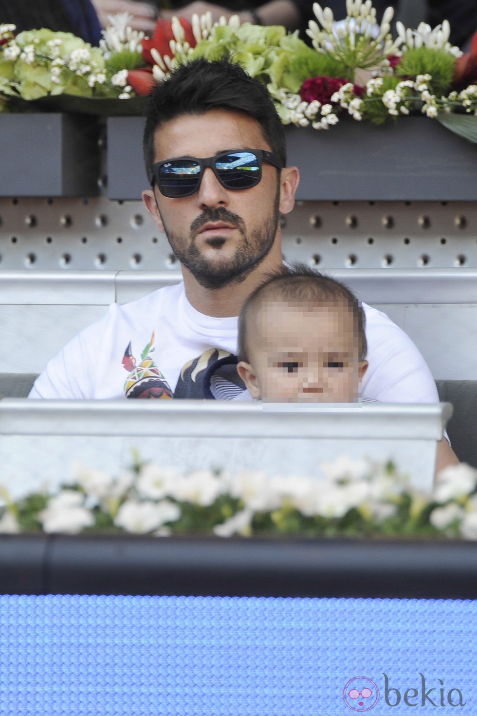 David Villa con su hijo Luca en el Charity Day del Open de Madrid 2014