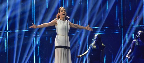 Ruth Lorenzo durante los primeros ensayos en el escenario de Eurovisión 2014