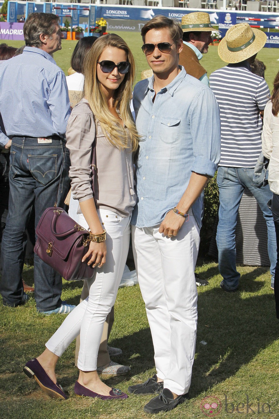 Astrid Klisans y Carlos Baute en el Concurso de Saltos de Madrid