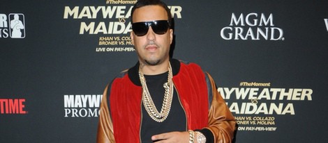 French Montana en un combate de boxeo en Las Vegas