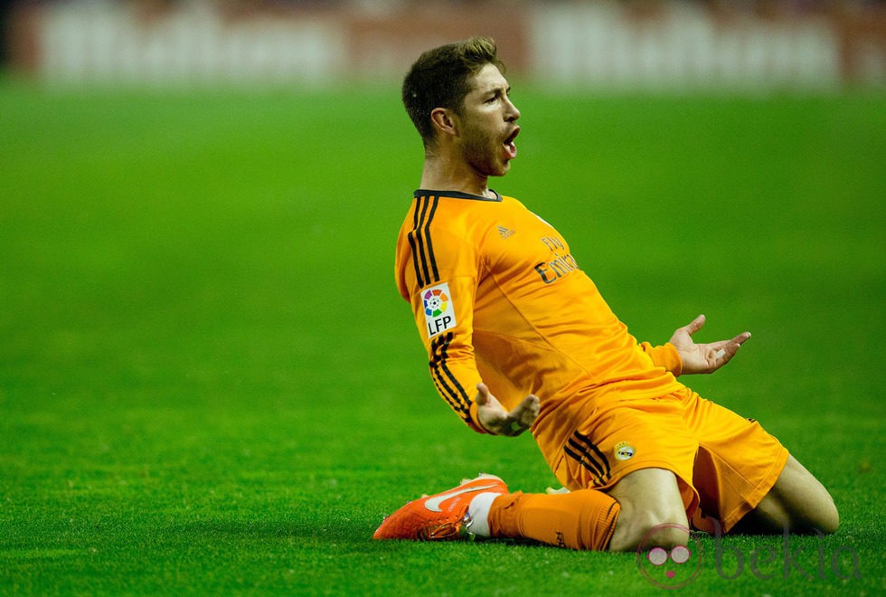 Sergio Ramos celebra su primer gol tras ser padre