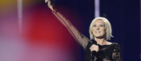 Sanna Nielsen durante su actuación en el Festival de Eurovisión 2014