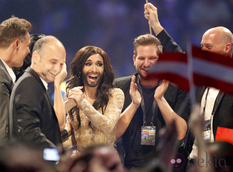 Conchita Wurst, emocionada al descubrir que es la ganadora de Eurovisión 2014