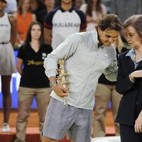 Rafa Nadal con la Reina Sofía tras ganar el Madrid Open 2014