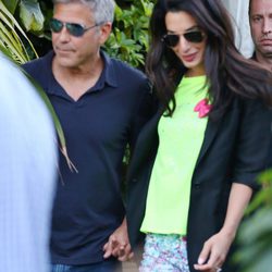 George Clooney y Amal Alamuddin a la llegada del restaurante Cafe Habana